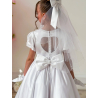 White First Holy Communion Dress with Collar and Ruffle Skirt