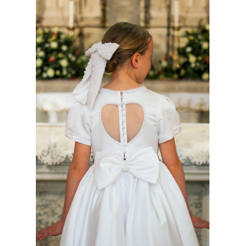 White First Holy Communion Dress with Collar and Ruffle Skirt