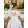 White First Holy Communion Dress with Collar and Ruffle Skirt