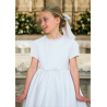 White First Holy Communion Dress with Collar and Ruffle Skirt