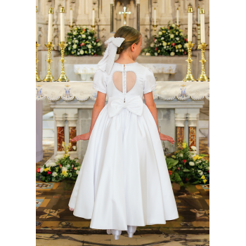 White First Holy Communion Dress with Collar and Ruffle Skirt