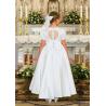 White First Holy Communion Dress with Collar and Ruffle Skirt