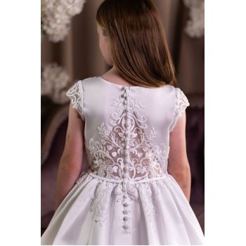Sweetie Pie White Pearl Bodice and Tulle Skirt First Holy Communion Dress