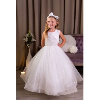 Sweetie Pie Ivory Pearl Bodice and Tulle Skirt First Holy Communion Dress Style RB687