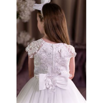 Sweetie Pie White Lace Floral First Holy Communion Dress