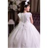 Sweetie Pie Exclusive Glitter Skirt White First Holy Communion Dress with Floral Detail