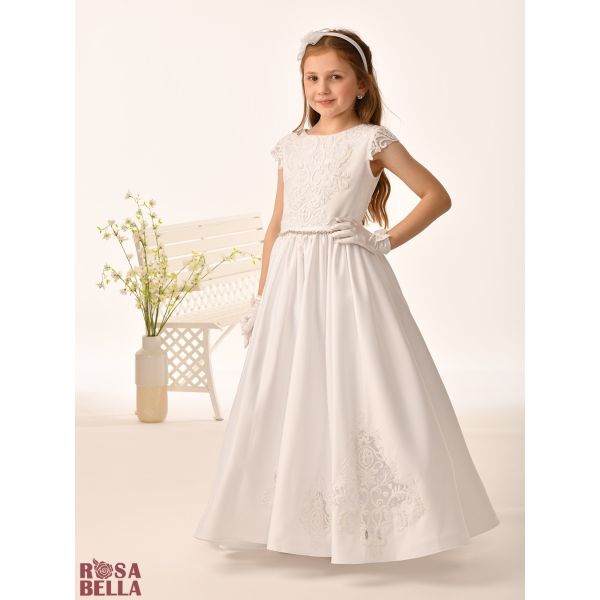 Sweetie Pie White Pearl Bodice and Tulle Skirt First Holy Communion Dress