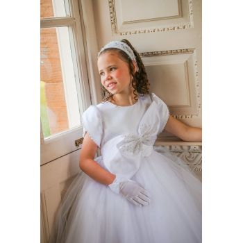 White First Holy Communion Dress With Bow Detail