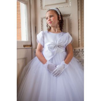 White First Holy Communion Dress With Bow Detail
