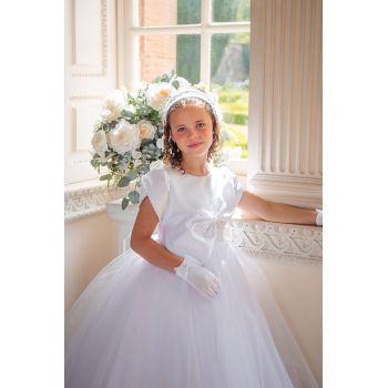 White First Holy Communion Dress With Bow Detail