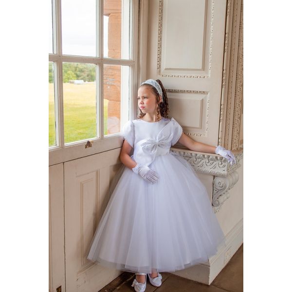 White First Holy Communion Dress With Bow Detail