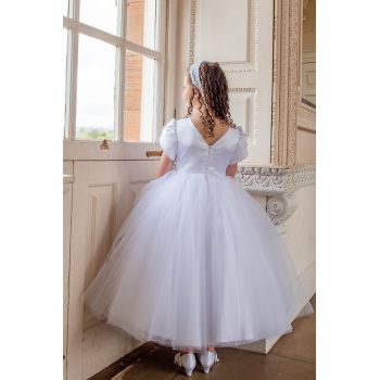 White First Holy Communion Dress With Bow Detail
