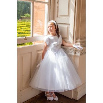 White First Holy Communion Dress With Bow Detail
