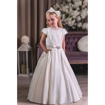 Sweetie Pie White First Holy Communion Dress with Bow Detail
