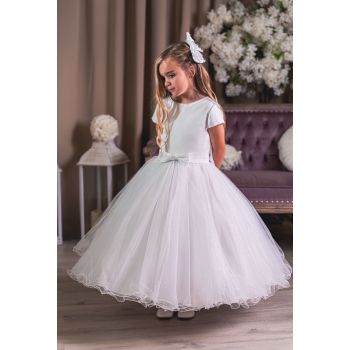 Sweetie Pie White First Holy Communion Dress with Bow Detail