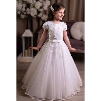 Sweetie Pie White First Holy Communion Dress with Bow Detail