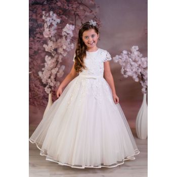 Sweetie Pie White First Holy Communion Dress with Bow Detail