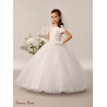 Sweetie Pie White First Holy Communion Dress with Glitter Skirt and Pearls Details