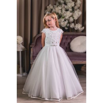 Sweetie Pie White First Holy Communion Dress with Celtic Details