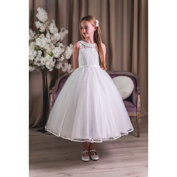 Sweetie Pie Ivory First Holy Communion Dress with Lace Bodice&Sparkly Tulle Ball Skirt Style 5025