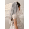 White Long First Holy Communion Veil with Pearls