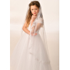 White Long First Holy Communion Veil with Pearls