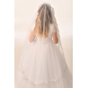 White Long First Holy Communion Veil with Pearls