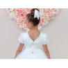 Crystal&Pearl White First Holy Communion Dress With Tulle Skirt and Beaded Bodice