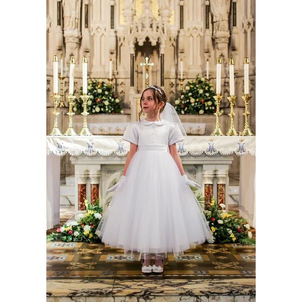White First Holy Communion Dress with Peter Pan Collar