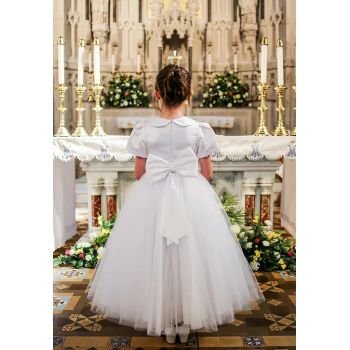 White First Holy Communion Dress with Peter Pan Collar