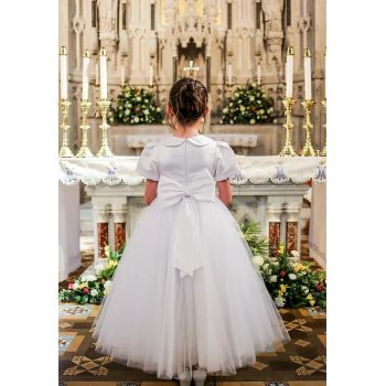 White First Holy Communion Dress with Peter Pan Collar