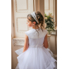 White First Holy Communion Dress with Collar and Ruffle Skirt