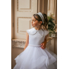 White First Holy Communion Dress with Collar and Ruffle Skirt