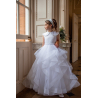 White First Holy Communion Dress with Collar and Ruffle Skirt