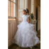 White First Holy Communion Dress with Collar and Ruffle Skirt
