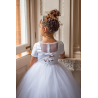 White First Holy Communion Dress with Bows Detail and Glitter Skirt