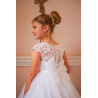 White First Holy Communion Dress with Sparkle Skirt and Floral Design