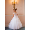 White First Holy Communion Dress with Sparkle Skirt and Floral Design