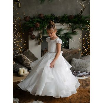 HANDMADE IVORY FIRST HOLY COMMUNION DRESS BY TETER WARM