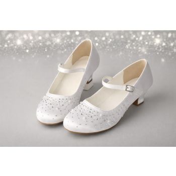 White Sparkly First Holy Communion Shoes with Butterflies