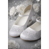 White Sparkly First Holy Communion Shoes with Butterflies