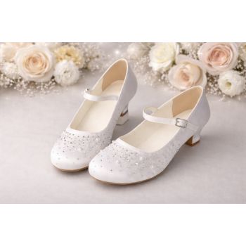 White Sparkly First Holy Communion Shoes with Butterflies