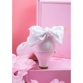 White Sparkly First Holy Communion Shoes with Butterflies