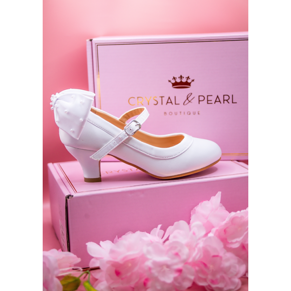 White Sparkly First Holy Communion Shoes with Butterflies