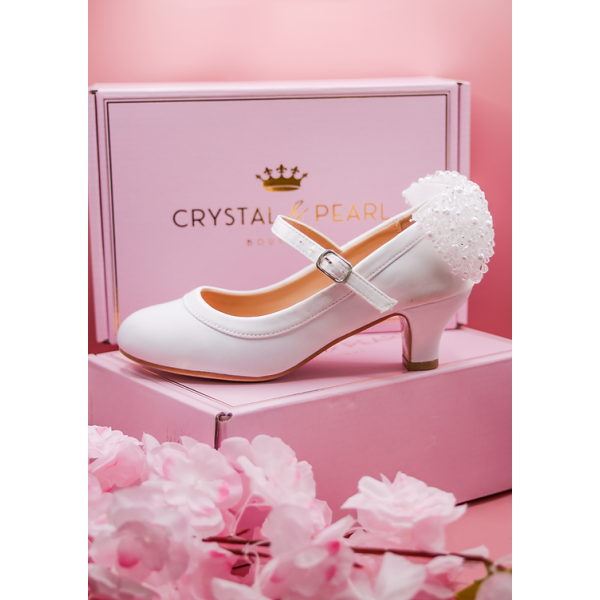 White Sparkly First Holy Communion Shoes with Butterflies