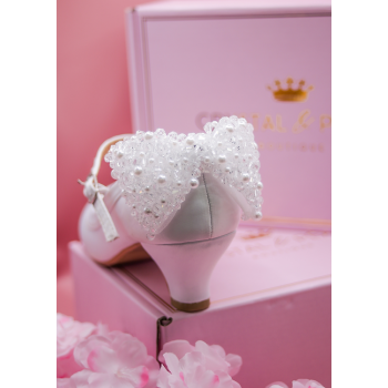 White Sparkly First Holy Communion Shoes with Butterflies