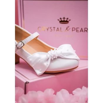 White Sparkly First Holy Communion Shoes with Butterflies