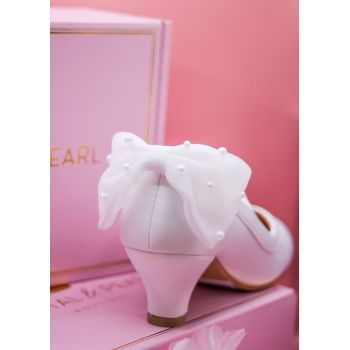 White Sparkly First Holy Communion Shoes with Butterflies