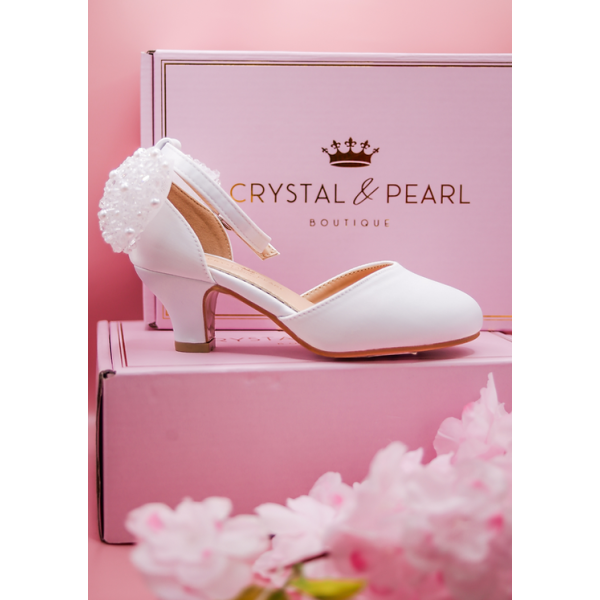 White Sparkly First Holy Communion Shoes with Butterflies