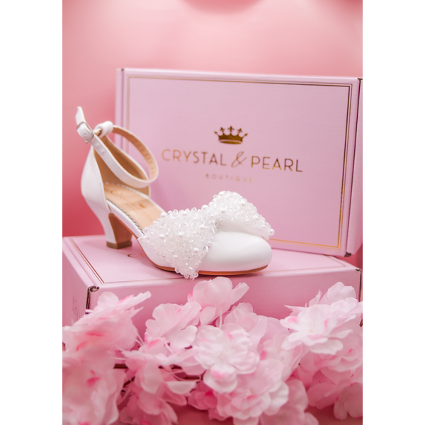White Sparkly First Holy Communion Shoes with Butterflies